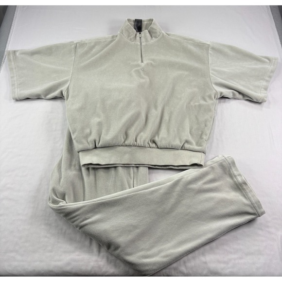 adidas Other - Adidas Velour Tracksuit Men S/M Gray Basketball Warm Up Lounge Casual Athleisure